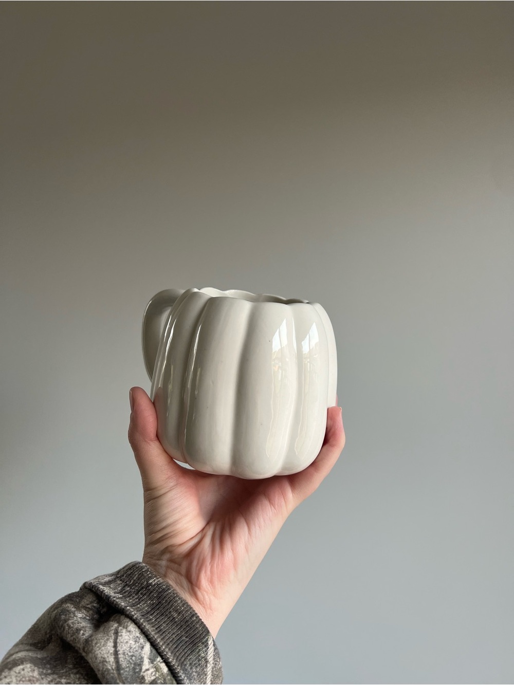 Glossy White Ceramic Pumpkin Mug